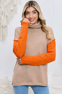 Jules Rousseau — Turtle Neck Dropped Shoulder Slit Sweater