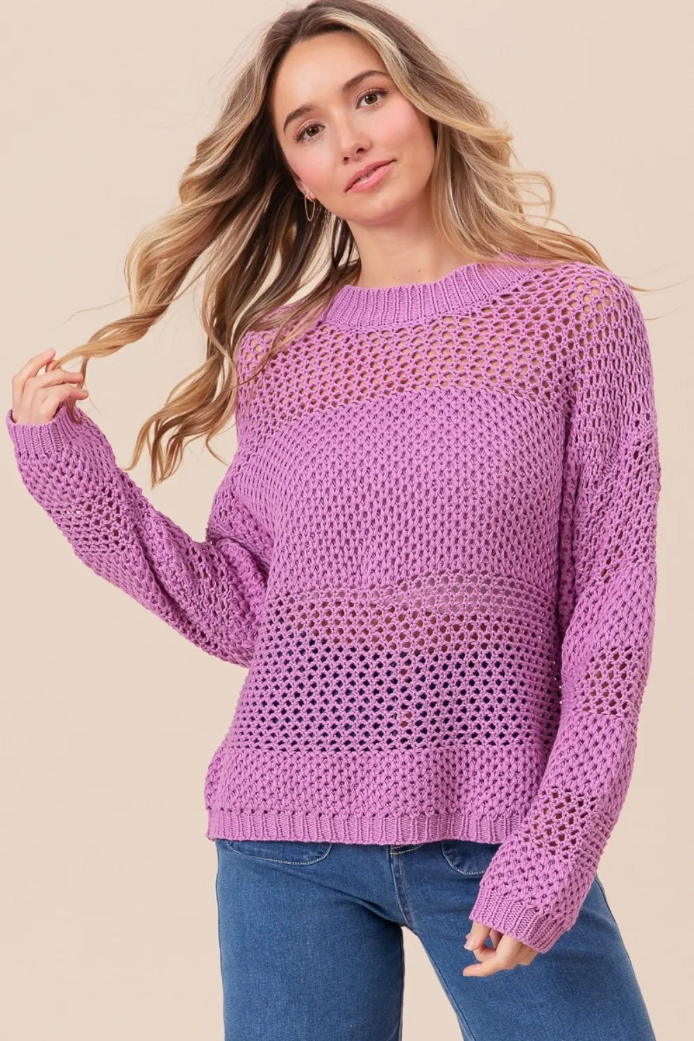 Ivory Rivière — BiBi Openwork Long Sleeve Knit Top, alternate view 5