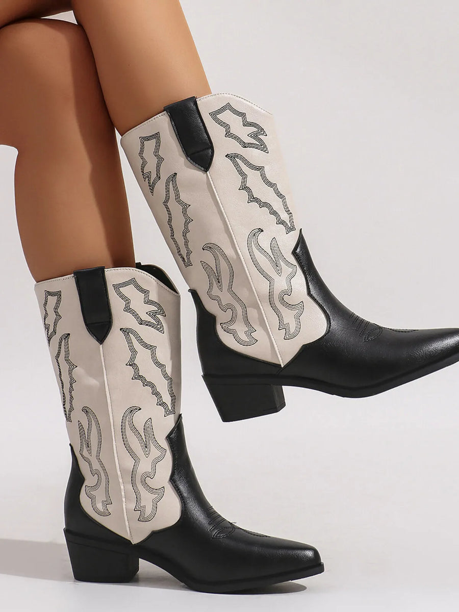 True Vallière — Point Toe Block Heels Boots Fashion Footwear, alternate view 2