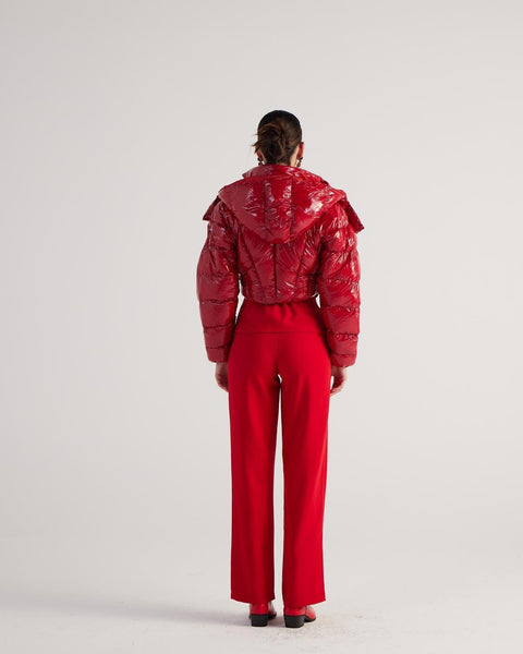 Aida Red Puffer Hooded Jacket