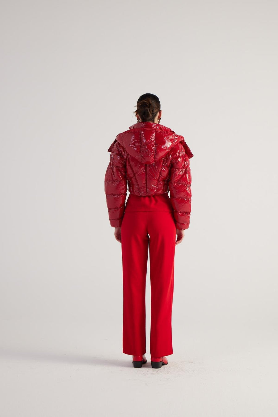 Aida — Red Puffer Hooded Jacket