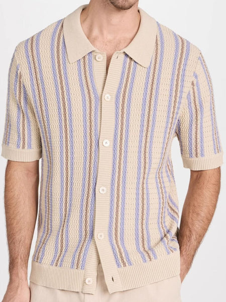 Men's Plus Size Striped Button Down Short Sleeve Shirt - Opulent Empire