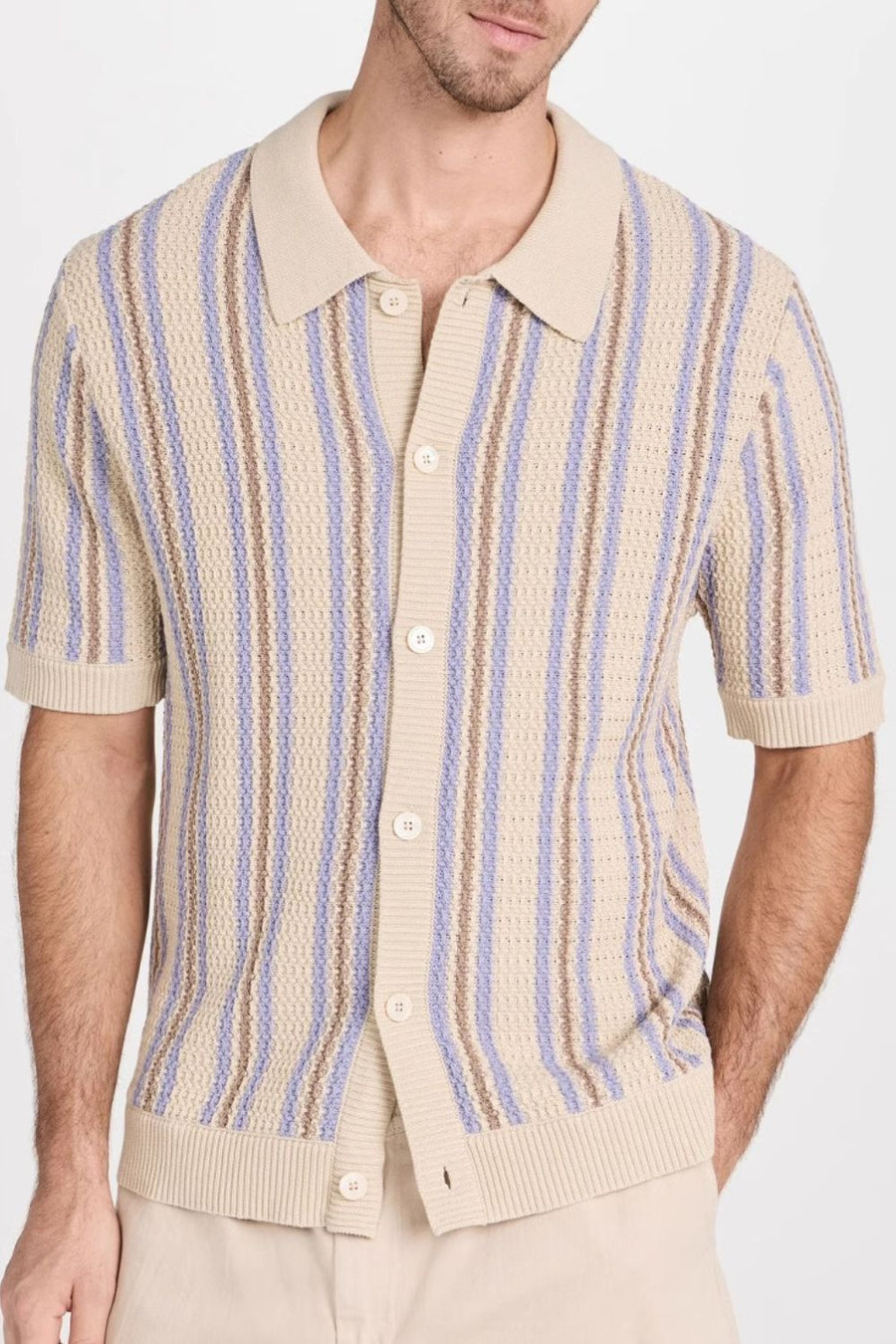Fabian Beaumont — Men's Plus Size Striped Button Down Short Sleeve Shirt