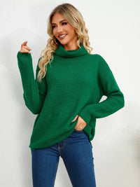 Monroe Fontaine — Slit Turtleneck Dropped Shoulder Sweater