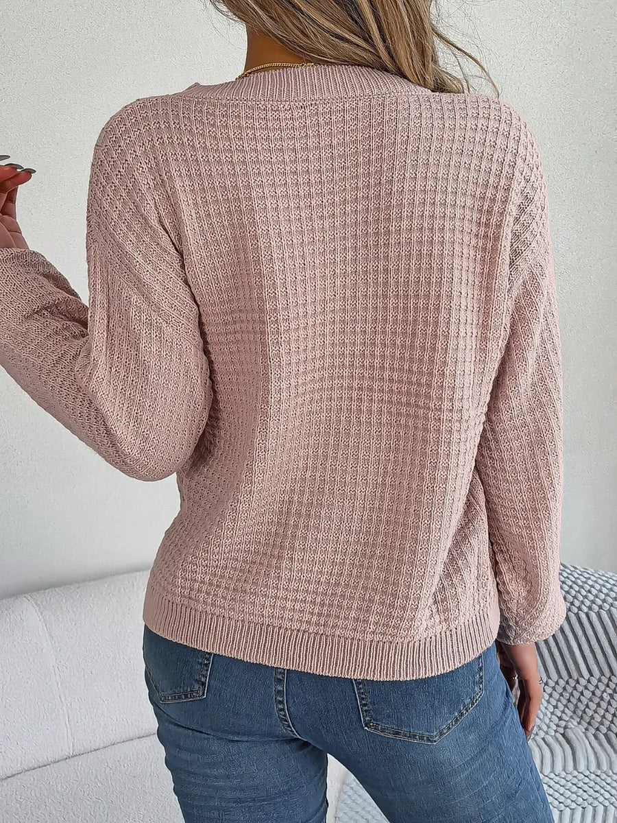 Sage Delacroix — Cable-Knit Round Neck Long Sleeve Sweater, alternate view 2