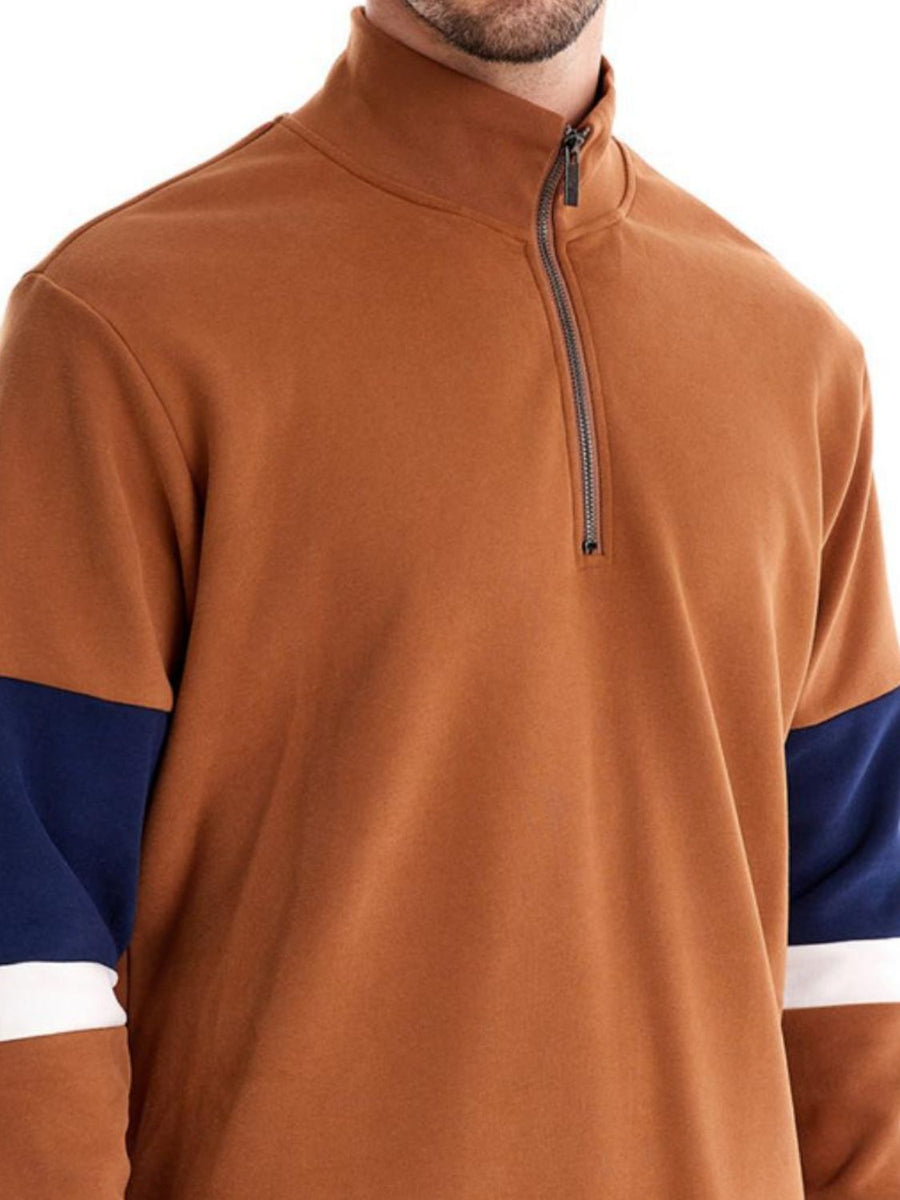 Men's Color Block Long Sleeve Polo - Opulent Empire