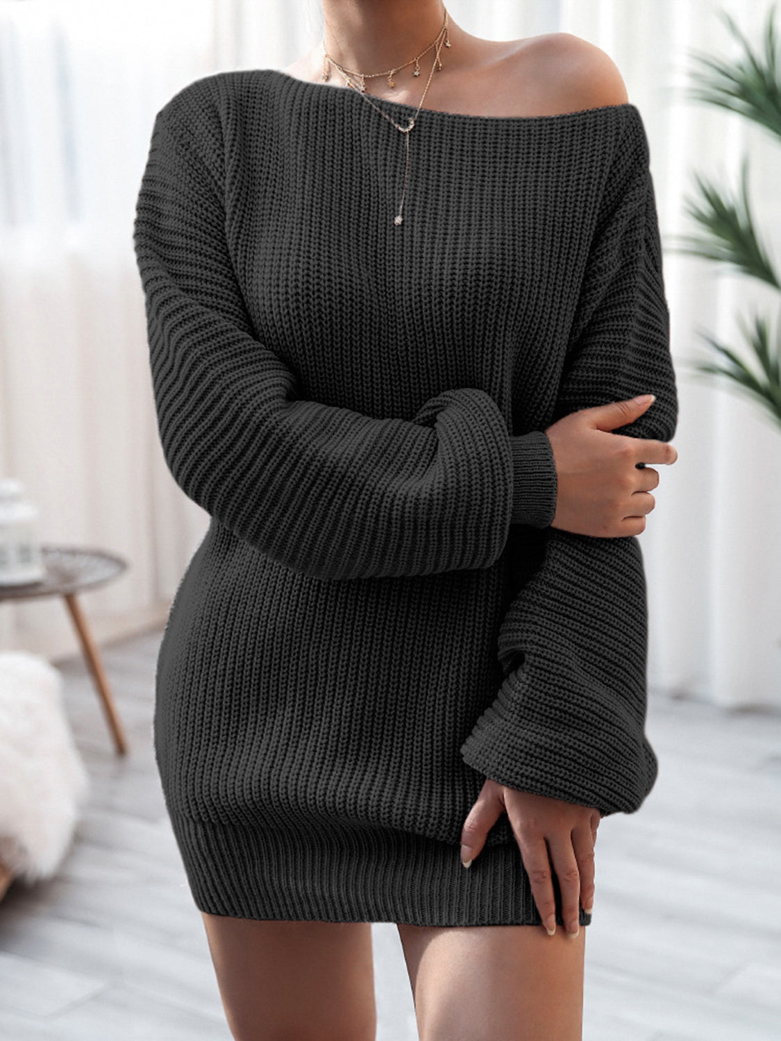 Noa Delacroix — Rib-Knit Mini Sweater Dress, alternate view 10