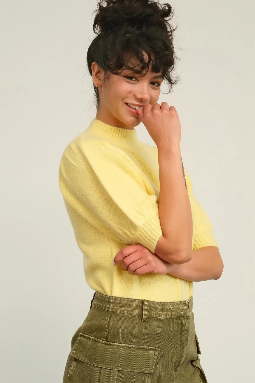 Vale Valmont — HYFVE Mock Neck Puff Sleeve Sweater, alternate view 3
