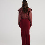 Neeko Burgundy Faux Leather Cropped Jacket-4