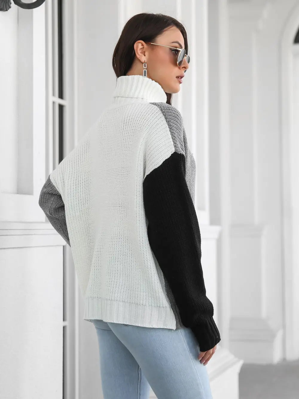 Nova Valmont — Contrast Turtleneck Long Sleeve Sweater, alternate view 2