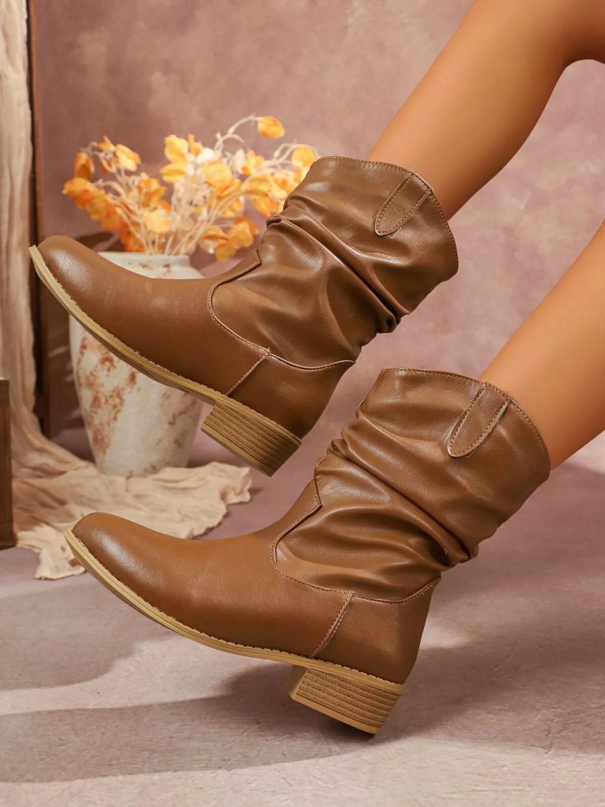 Noa Marino — Mid-Calf Western Boots with Block Heels Fashion Footwear, alternate view 5