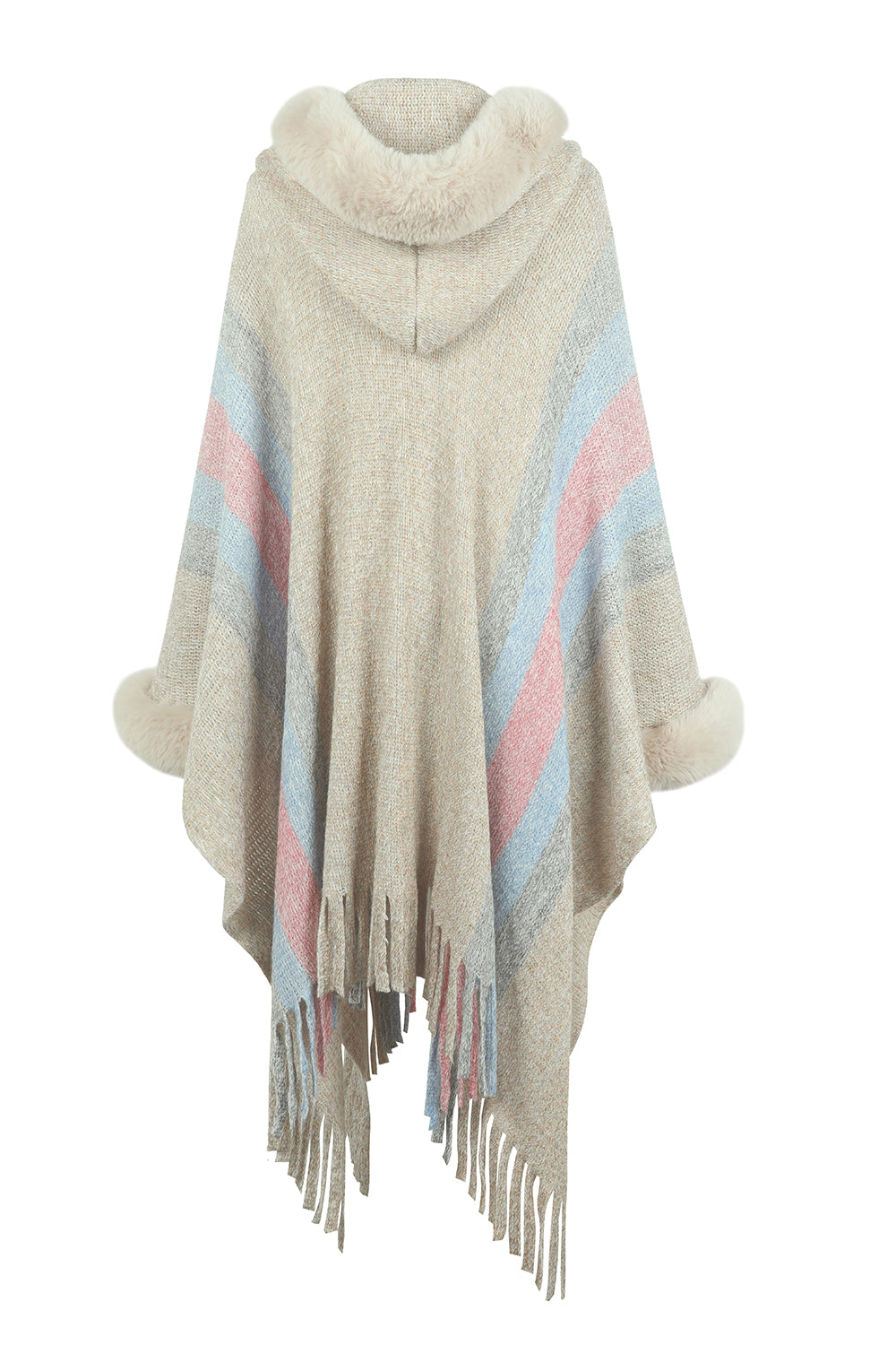 Fable Versailles — Color Block Fringe Detail Poncho, alternate view 5
