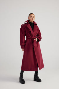 Nora — Burgundy Cashmere Blend Maxi Coat, alternate view 3