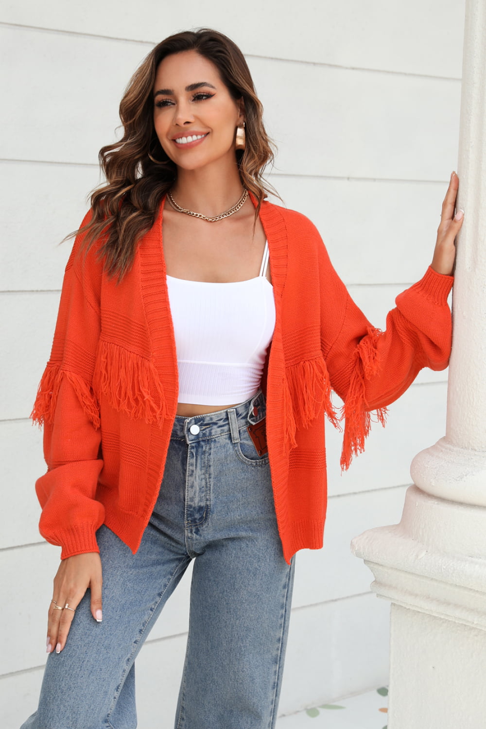 Rowan Rivière — Angel Wings Fringe Trim Open Front Cardigan, alternate view 14