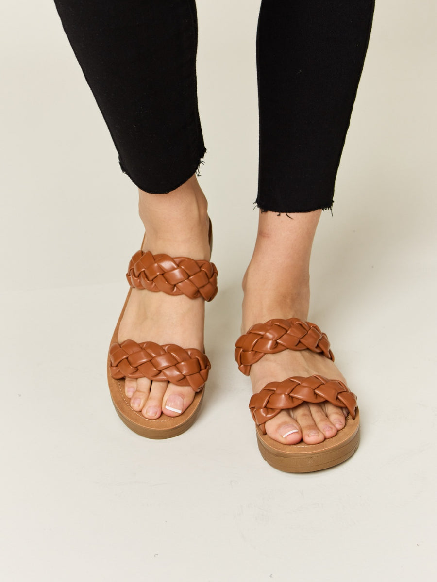 WILD DIVA Woven Dual Band Platform Sandals - Opulent Empire