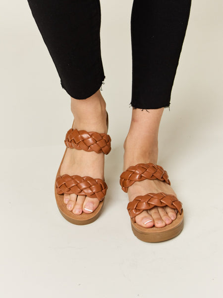 WILD DIVA Woven Dual Band Platform Sandals - Opulent Empire