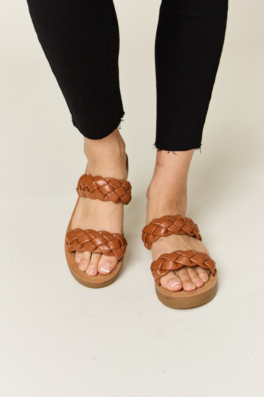 Sage Beaumont — WILD DIVA Woven Dual Band Platform Sandals Whisky Fashion Footwear, alternate view 2