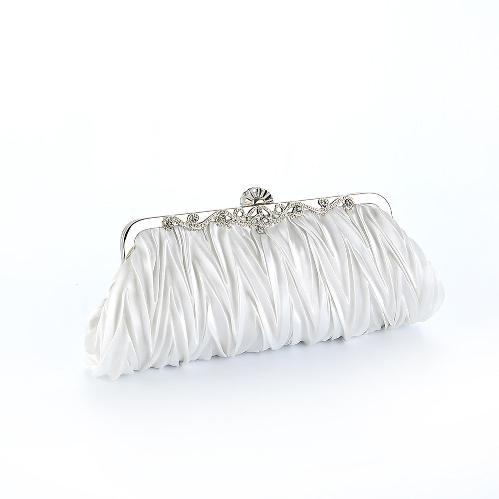 Red New Style Bridal Wedding Clutch Pleated Chain Bag