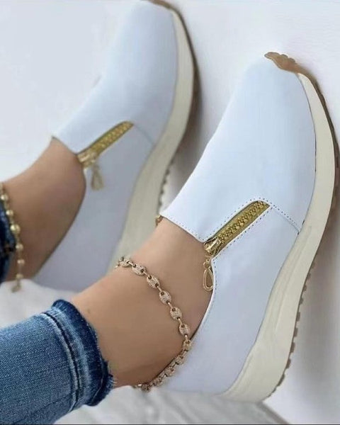 Women Flats Zip Shoes Light Sneakers