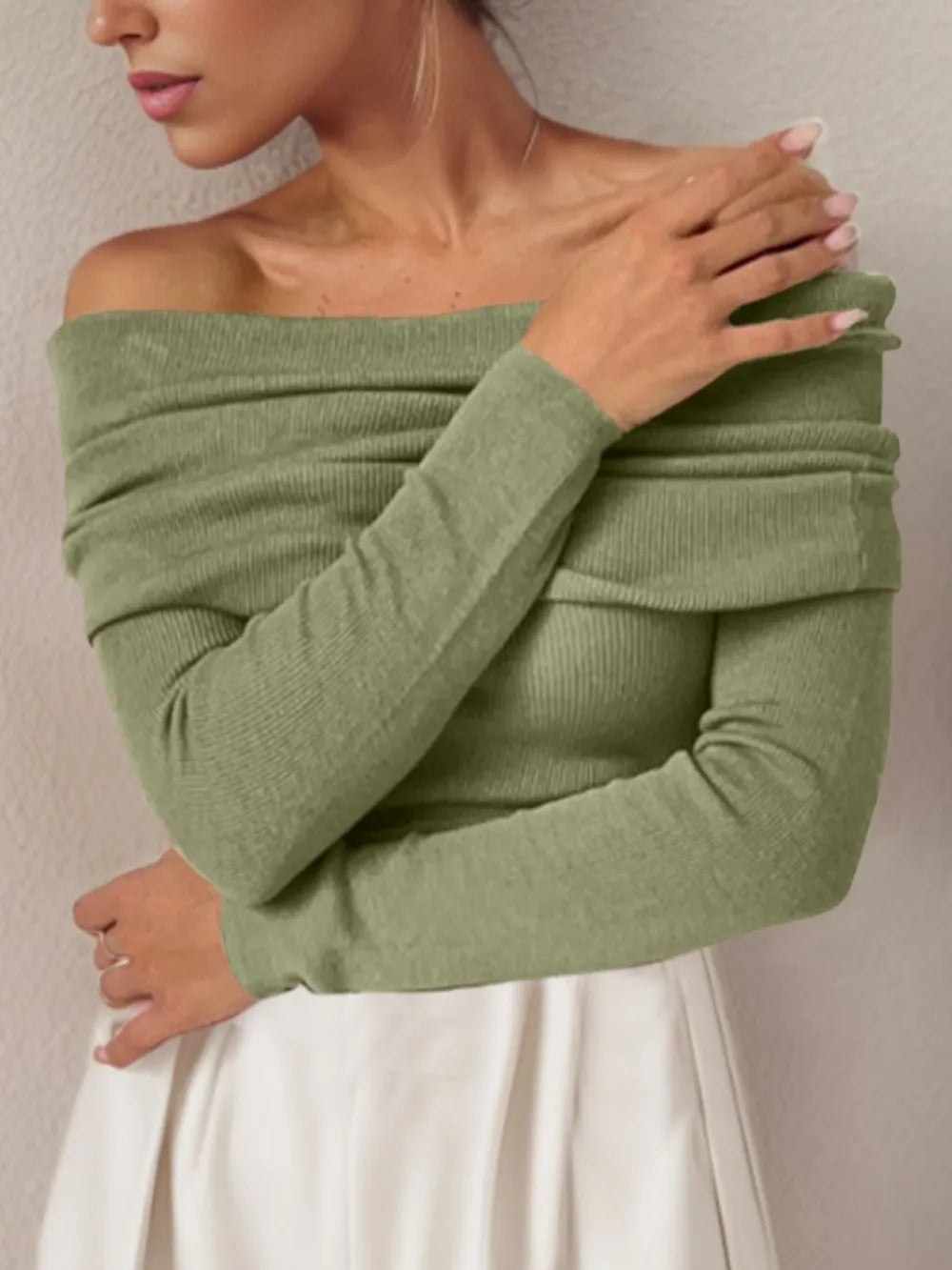 Lior Rousseau — Off-Shoulder Long Sleeve Sweater, alternate view 8