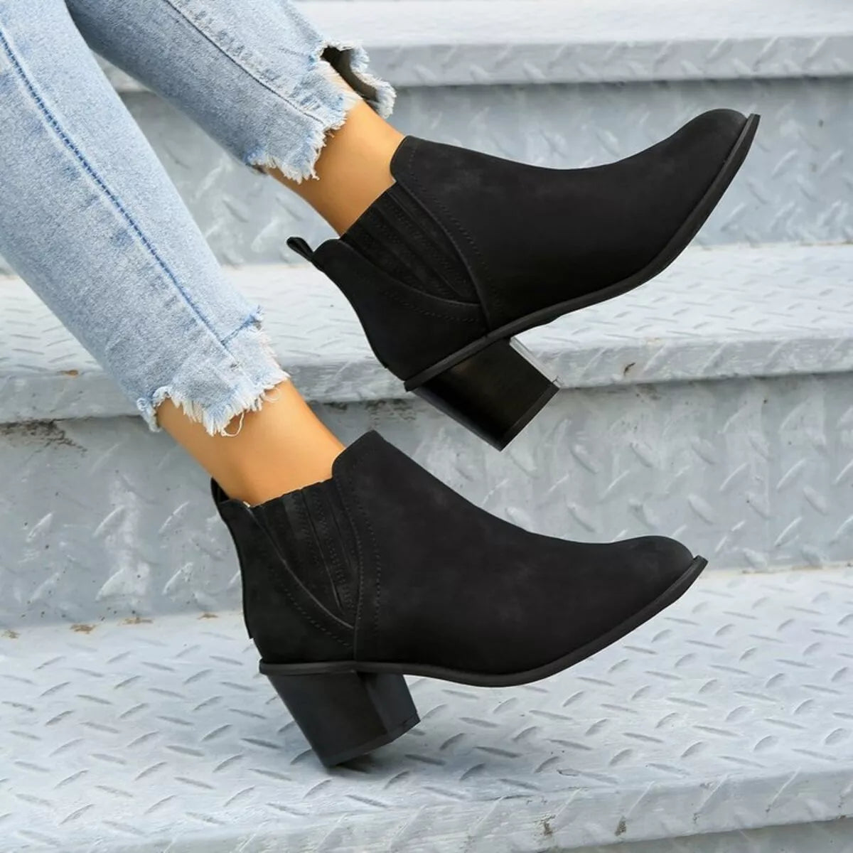 Gray Venturi — Point Toe Block Heels Boots Fashion Footwear, alternate view 3