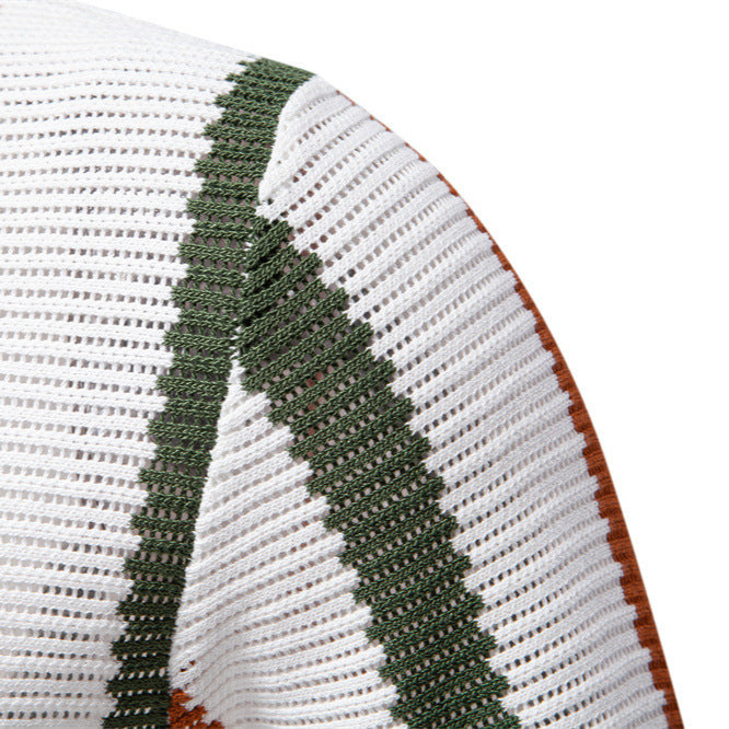 Men's Collared Neck Striped Knit Polo - Opulent Empire