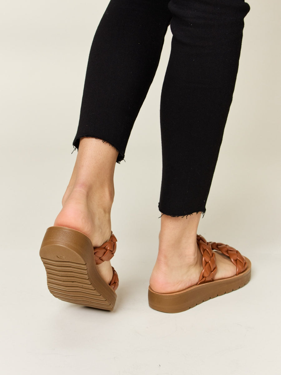 WILD DIVA Woven Dual Band Platform Sandals - Opulent Empire