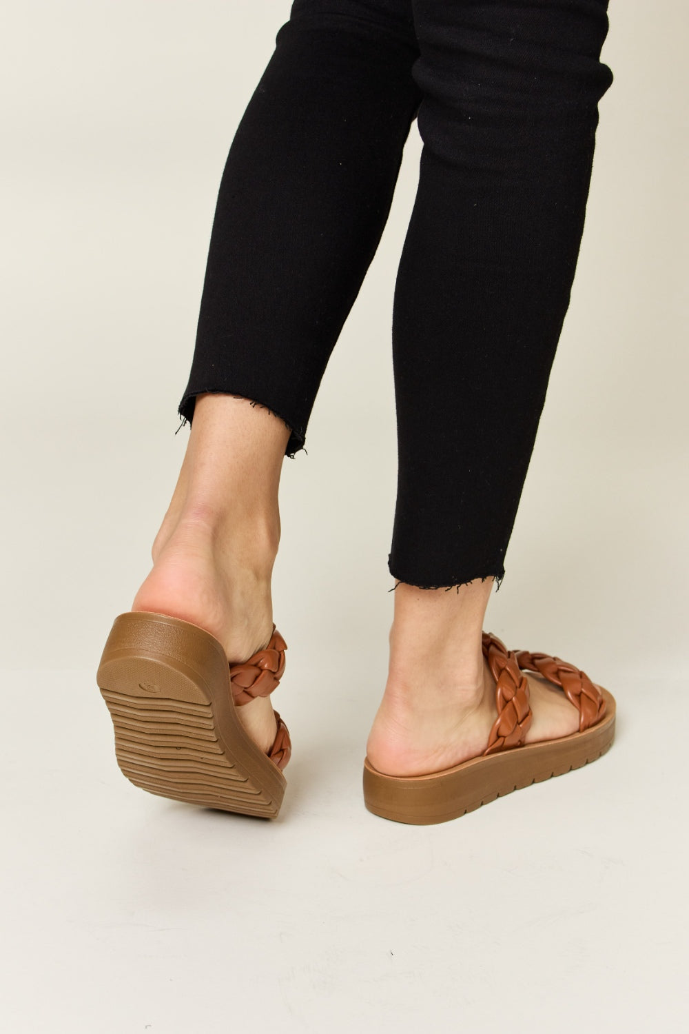 Sage Beaumont — WILD DIVA Woven Dual Band Platform Sandals Whisky Fashion Footwear, alternate view 3