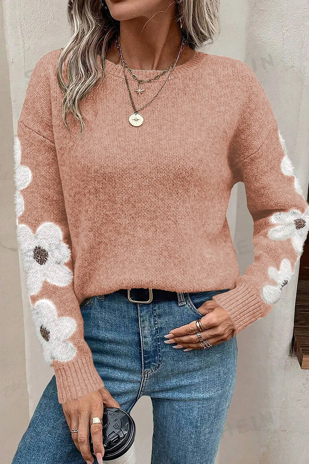 Harbor Rivière — Flower Round Neck Long Sleeve Sweater, alternate view 12