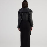Neeko Black Faux Leather Cropped Jacket-4