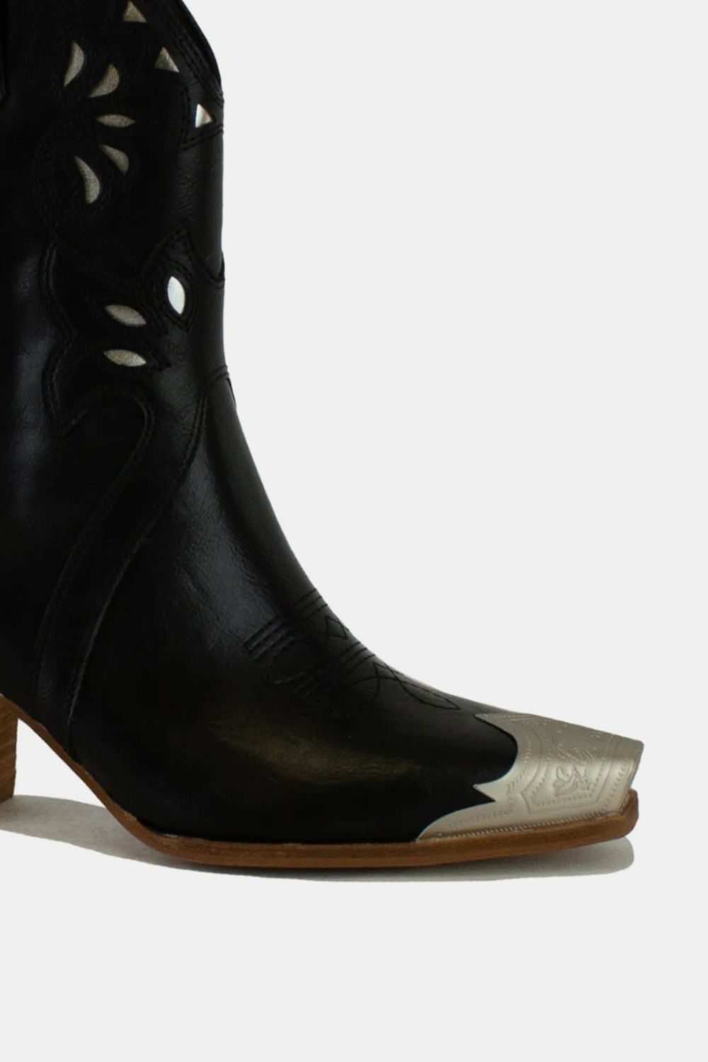 Perrin Beaumont — Beast Fashion Cut-Out Floral Embroidery Boots Black Fashion Footwear, alternate view 3