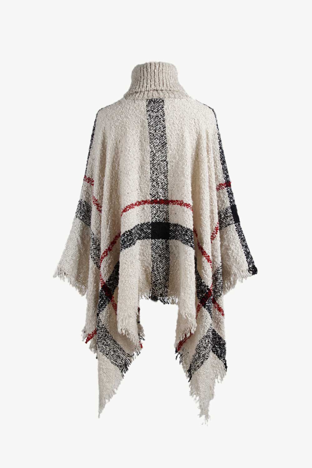 Sasha Versailles — Plaid Turtleneck Raw Hem Poncho, alternate view 5