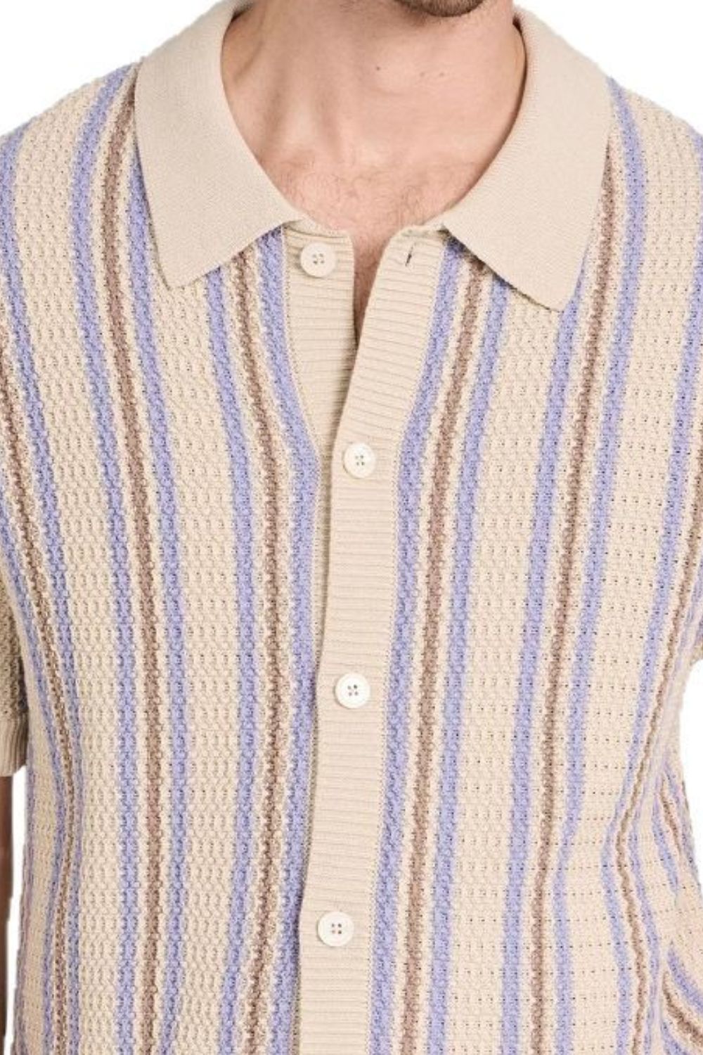 Fabian Beaumont — Men's Plus Size Striped Button Down Short Sleeve Shirt, alternate view 4