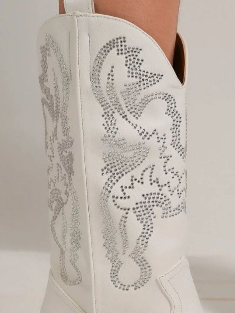 Beast Fashion Rhinestone Detail Point Toe Boots - Opulent Empire