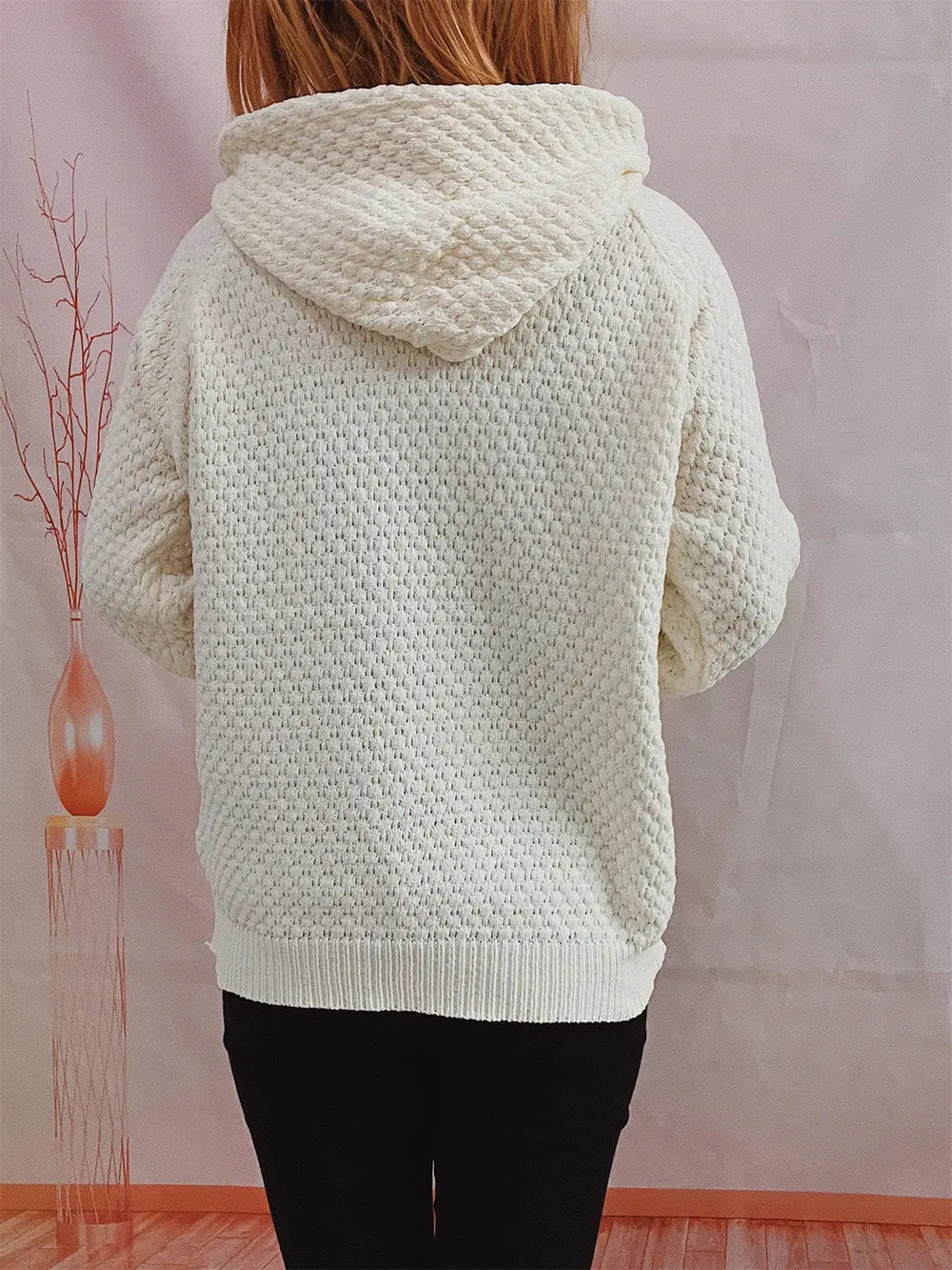 Fable Delacroix — Drawstring Long Sleeve Hooded Sweater, alternate view 17