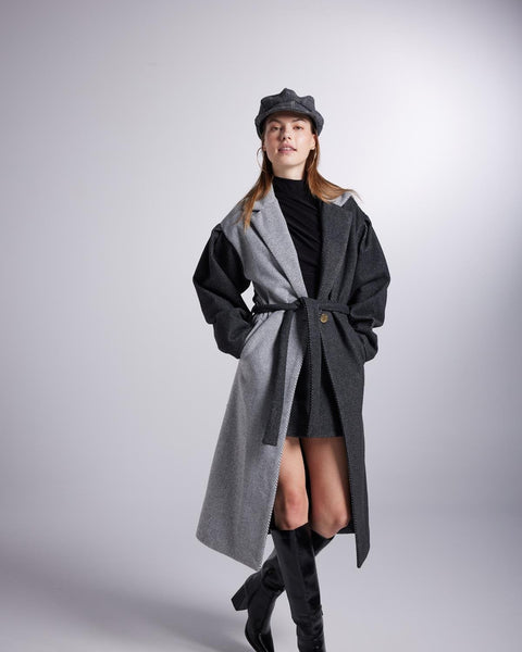 Belted Single Buttoned Maxi Grey Cashmere Mira Trench Coat-1