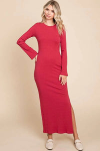 Klara Montclair — Culture Code Full Size Round Neck Bodycon Bell Maxi Dress