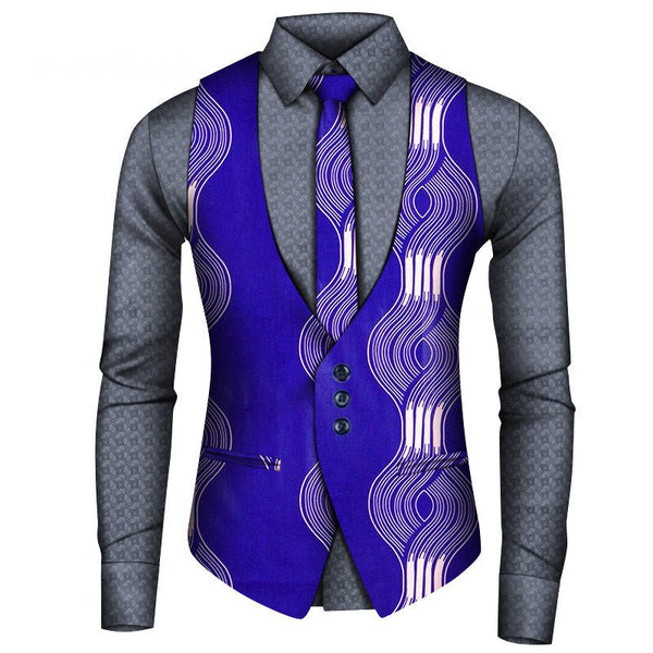 African Men's Shirt Vest Tie Three-piece Set - Opulent EmpireAfrican Men's Shirt Vest Tie Three-piece SetOpulent EmpireAfrican Men Attire