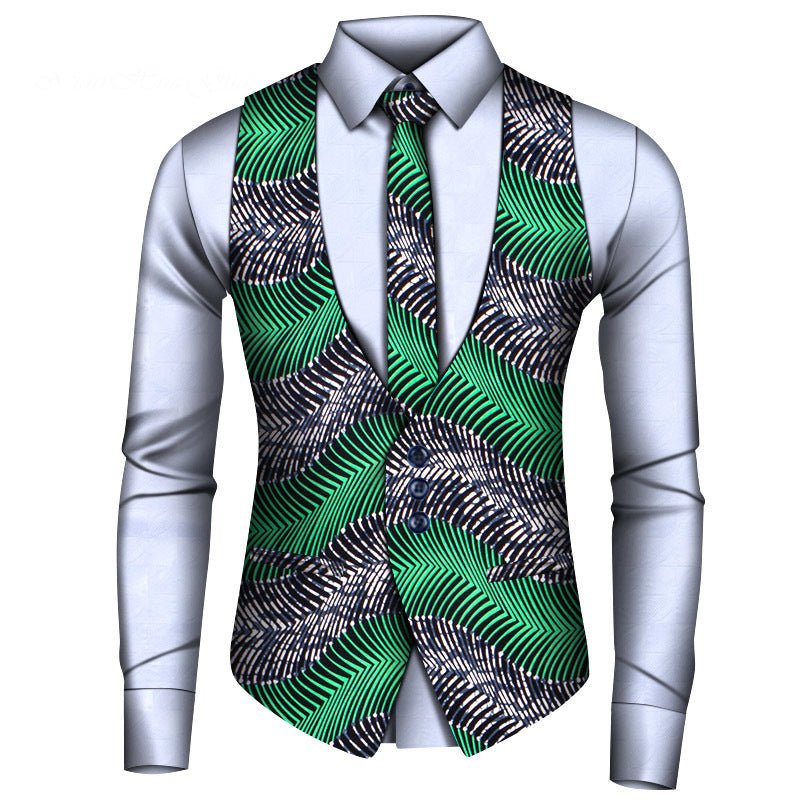 African Men's Shirt Vest Tie Three-piece Set - Opulent EmpireAfrican Men's Shirt Vest Tie Three-piece SetOpulent EmpireAfrican Men Attire