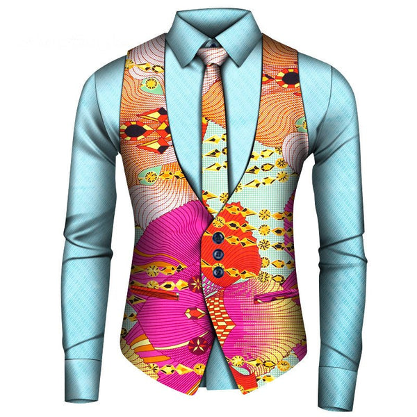 African Men's Shirt Vest Tie Three-piece Set - Opulent EmpireAfrican Men's Shirt Vest Tie Three-piece SetOpulent EmpireAfrican Men Attire