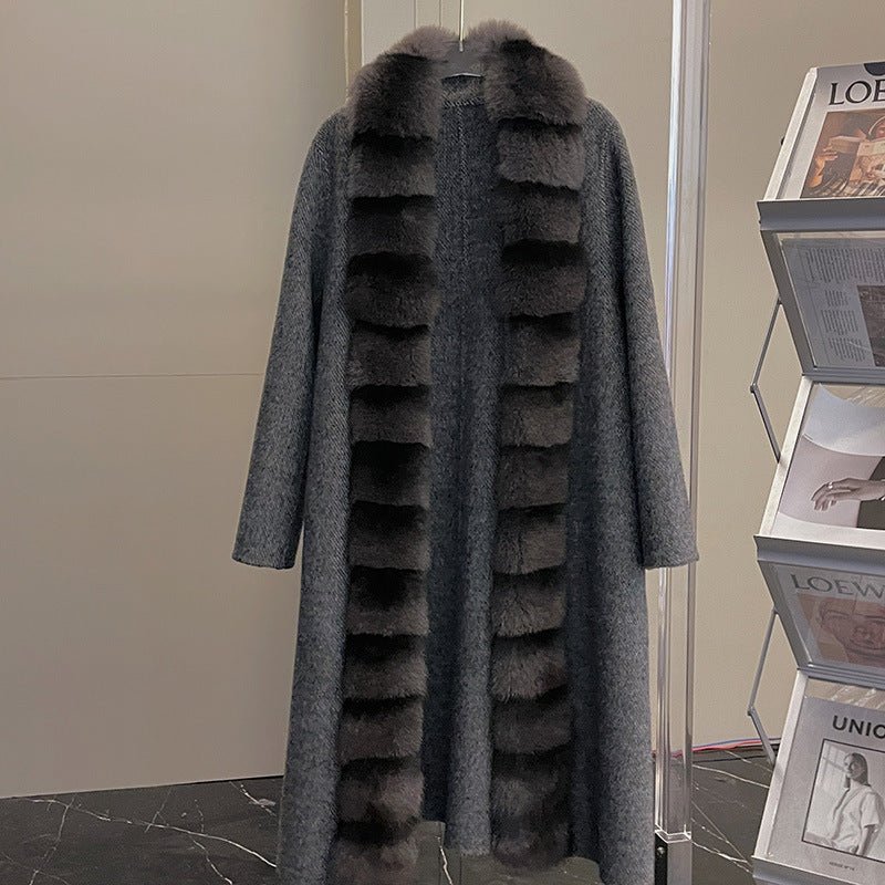 Alpaca Fleecefiber Coat Detachable Fox Fur Collar - Opulent EmpireAlpaca Fleecefiber Coat Detachable Fox Fur CollarOpulent Empire0