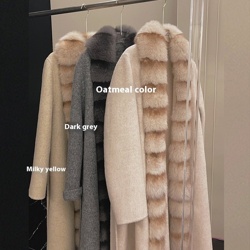 Alpaca Fleecefiber Coat Detachable Fox Fur Collar - Opulent EmpireAlpaca Fleecefiber Coat Detachable Fox Fur CollarOpulent Empire0