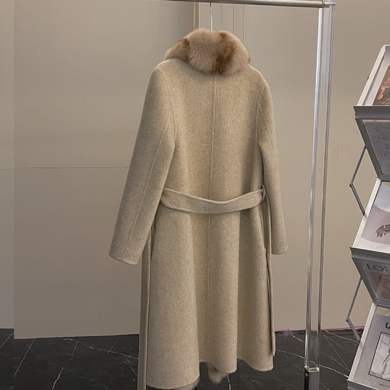 Alpaca Fleecefiber Coat Detachable Fox Fur Collar - Opulent EmpireAlpaca Fleecefiber Coat Detachable Fox Fur CollarOpulent Empire0