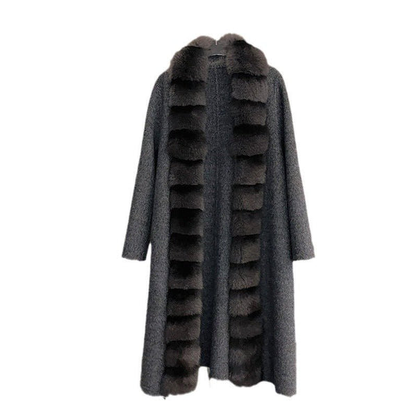 Alpaca Fleecefiber Coat Detachable Fox Fur Collar - Opulent EmpireAlpaca Fleecefiber Coat Detachable Fox Fur CollarOpulent Empire0