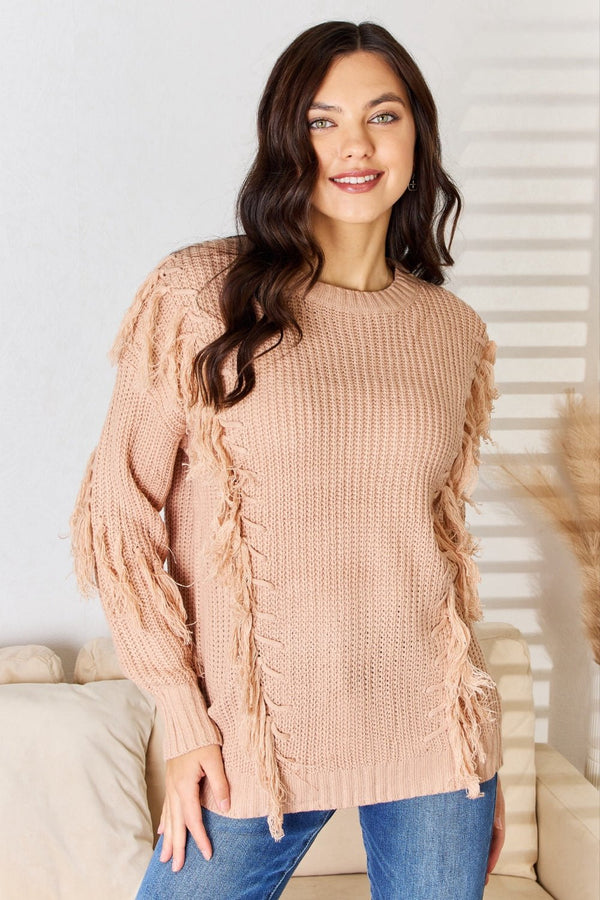 And The Why Tassel Detail Long Sleeve Sweater - Opulent EmpireAnd The Why Tassel Detail Long Sleeve SweaterOpulent Empire