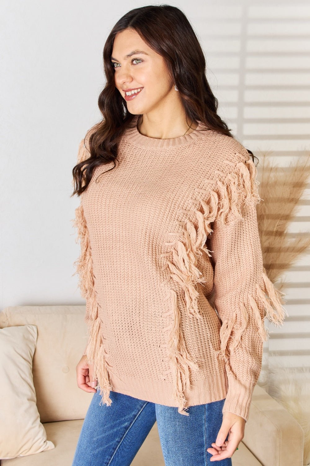 And The Why Tassel Detail Long Sleeve Sweater - Opulent EmpireAnd The Why Tassel Detail Long Sleeve SweaterOpulent Empire