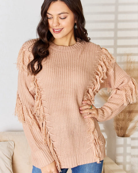 And The Why Tassel Detail Long Sleeve Sweater - Opulent EmpireAnd The Why Tassel Detail Long Sleeve SweaterOpulent Empire