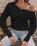 Asymmetrical Neck Lace Long Sleeve T-Shirt - Opulent EmpireAsymmetrical Neck Lace Long Sleeve T-ShirtOpulent Empire