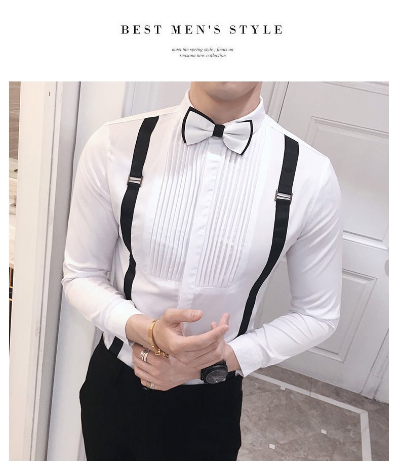 Autumn New Men'S Pull Strap Long-Sleeved Shirts Men'S Formal Shirts Groomsmen Clothes Bar Overalls - Opulent EmpireAutumn New Men'S Pull Strap Long-Sleeved Shirts Men'S Formal Shirts Groomsmen Clothes Bar OverallsOpulent EmpireClothing