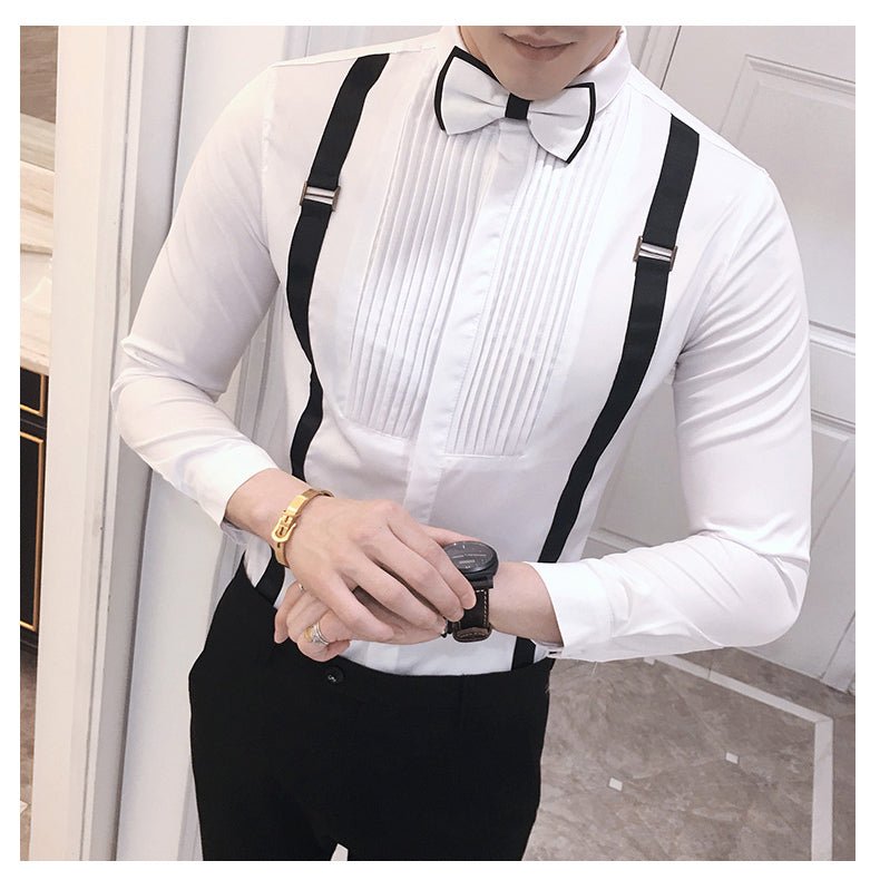 Autumn New Men'S Pull Strap Long-Sleeved Shirts Men'S Formal Shirts Groomsmen Clothes Bar Overalls - Opulent EmpireAutumn New Men'S Pull Strap Long-Sleeved Shirts Men'S Formal Shirts Groomsmen Clothes Bar OverallsOpulent EmpireClothing